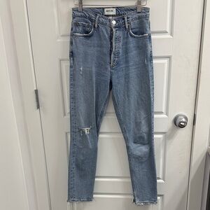 Agolde Nico Crop Skinny Split Hem High Rise Size 25